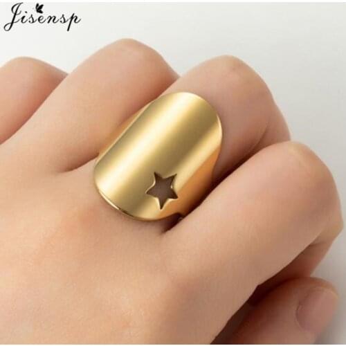 Geometric Stainless Steel Star Rings for Women Men Party Jewelry Minimalist Hollow Cross Flower Shape Ring Girls Birdthday Gifts