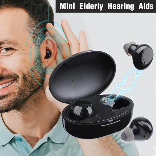 Intelligent Hearing Aid Low-Noise Wide-Frequency Ear Care Sound Amplifier with Charger Box Elderly In-Ear Deaf Mini Hearing Aid