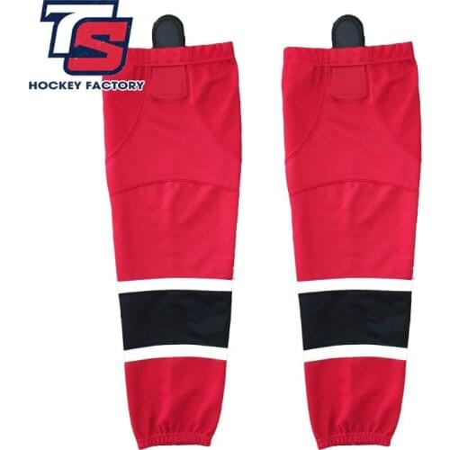 Cool hockey free shipping 100% Polyester Breathable red Ice Hockey Socks Cheap Shin Guards W044 high quality men women sport