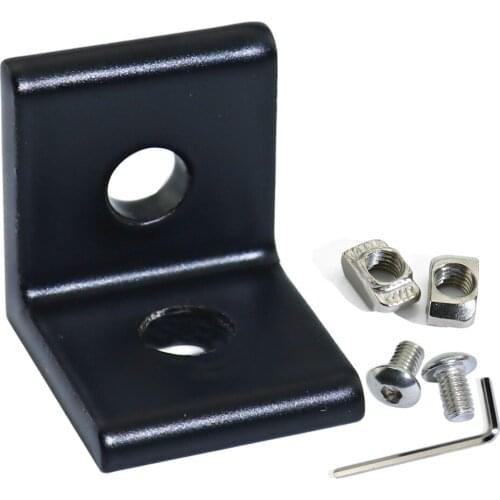 4/10 Sets 2 Hole Black 90 Degree Inside Corner Bracket Kit for 2020 3030 4040 Aluminum Extrusion Profile 20x20 with Nuts Screws