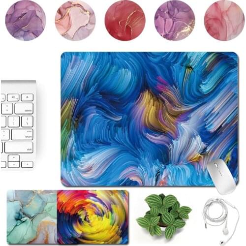 Portable Mousepad Small Waterproof Easy Clean Smooth Gaming Mouse Mat Watercolor Pattern Series Home Office Computer Mouse Pad