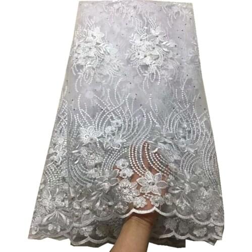 Lates High Quality African Nigerian Embroidery Tulle Lace Fabric French Dress Prom Party 2.5 yards PL-70
