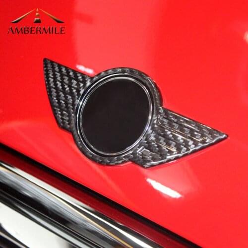 Carbon Fiber Car Logo Front Hood Badge Rear Trunk Emblems Sticker for Mini Cooper F54 F55 F56 F60 R60 R61 R55 R56 R57 Countryman