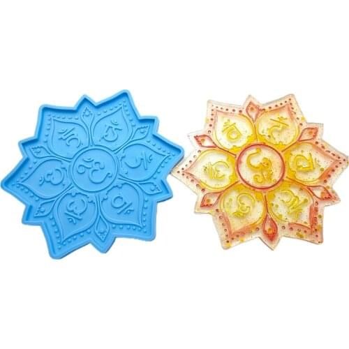 Mantra Symbol Coaster Epoxy Resin Mold Cup Mat Pad Silicone Mould DIY Crafts Placemat Home Decoration Casting Tool