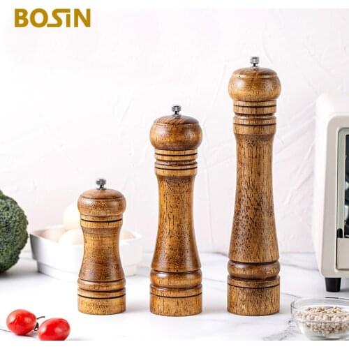 Pepper Wood Mills Seasoning Bottle Grinder Salt Shaker Fine Coarse Adjustable Solid Rotor Kitchenware Tools