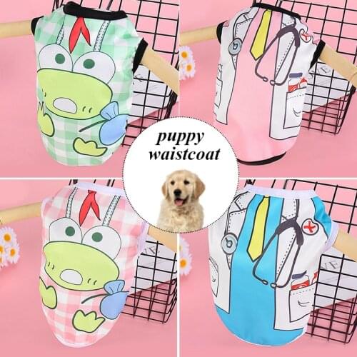 Cute Printed Pets T-shirt Cotton Soft Puppy Dog Clothes Pet Cat Vest Chihuahua Cartoon Dog Clothing For Small Dogs Shirt