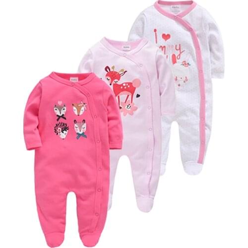 Honeyzone Cute Girl Pink Roupas Warm Breathable Newborn Baby Clothes Toddler Girl Romper Rabbit Print Overalls 100% Cotton