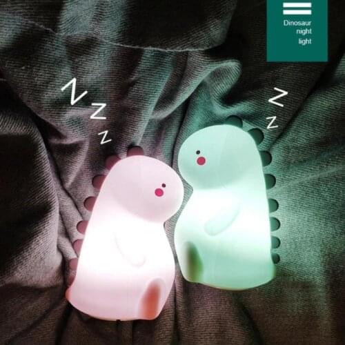 Cute Cartoon LED Night Light Dinosaur Silicone Night Light For Baby Kid Bedroom Decor Bedside Lamp Christmas Gift