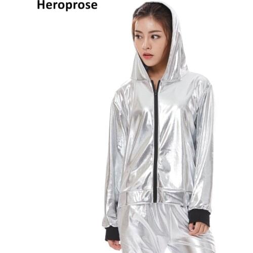 Fashion Spring Autumn Kid Audlt Jazz Bomber Jacket Silver Stage Performance Wear Paillette Feminina Casaco Hip Hop Dance Coat