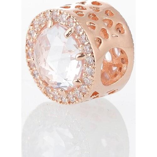 Fashion Jewelry Radiant Hearts Charm Rose Gold Beads For Jewelry Making Fit Silver Charm Bracelet for Women DIY