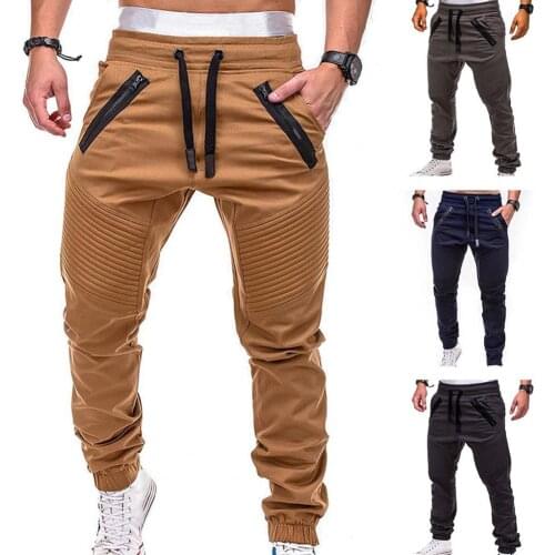 60%HOT Pants Drawstring Adjustable Men Stripes Zipper Pockets Sports Trousers for Outdoor Activities