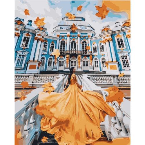 DIY Landscape Painting By Numbers Artwork Modern Wall Art Acrylic Coloring Architecture Paint On Canvas For Home Decors