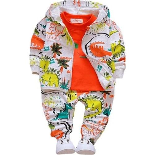 New Spring Autumn Baby Boy Girls Clothes Children Cotton Jacket T Shirt Pants 3Pcs/sets Toddler Fashion Costume Kids Tracksuits