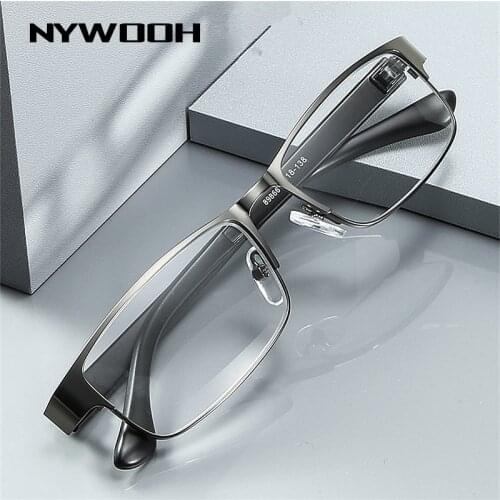 NYWOOH Anti Blue Light Reading Glasses Men Alloy Business Computer Eyeglasses Prescription Diopter +1.0 +1.5 +2.5 3.0 3.5 4.0