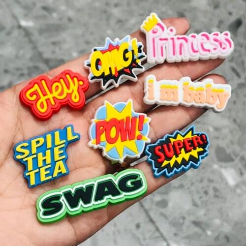 Wholesale 100PCS Mix Hey OMG PVC Craft Flat Back DIY Children Shoes Hair Decoration Charms Embellishment Scrapbooks