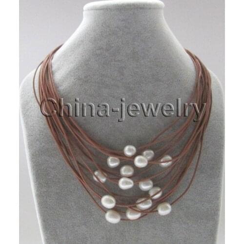 Selling 2 Rows natural 9-10mm tahitian black pearl necklace 17"-18" LL002>>> free shipping