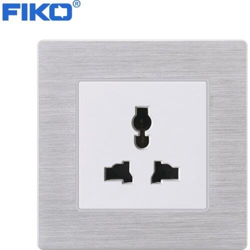 FIKO Aluminium Alloy panel ,86mm*86mm 13A Universal UK standard wall power socket , family hotel Aluminium Alloy panel socket