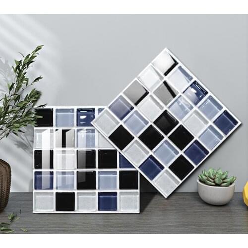 10/15/20/30cm Flat Mosaic Hard Tile Wall Sticker Printed in 2D For Kitchen Bathroom Table Home Decor Waterproof Floor Art Mural