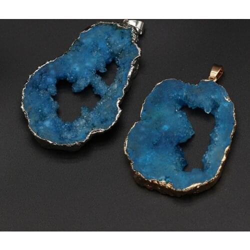 Natural Stone Druzy Pendants Irregular Gold-plated Druzy Good Quality for Jewelry Making DIY Necklace Earrings Accessories