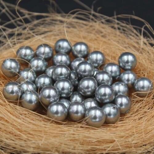 Grey Color Nice Quality South Sea Oyster Shell Pearls Half Drilled Loose Pearls, 50pcs/lot