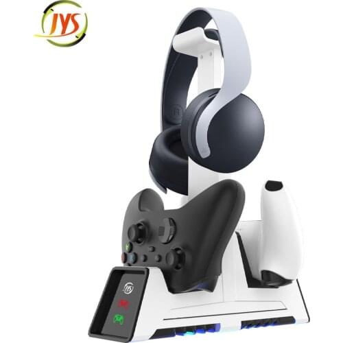 Clear LED Indicator Charging Dock For PS5 Controller Charging Base For Xbox Gamepad Charger Station With Headphone Stand Holder