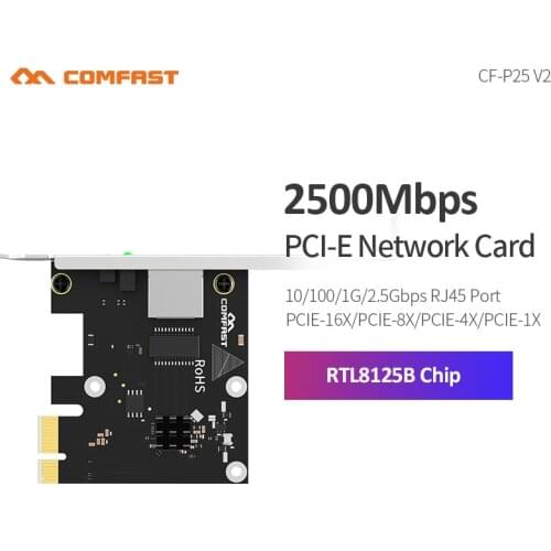 RTL8125B Chip Gigabit Network Card High speed 10/100/1000Mbps RJ45 Ethernet Port 2.5Gbps Gaming Desktop PCI-E Adapter CF-P25 V2