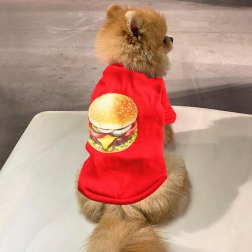 Pet Shirt Cartoon Print Sweat-absorbent Red Color Dog Two-legged T-shirt for Casual