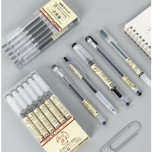 SKYSONIC 12pcs/Pack 0.35mm/0.5mm Gel Ink Pen Students Examination Pen Simple Children Writing Press Pen School Office Stationery
