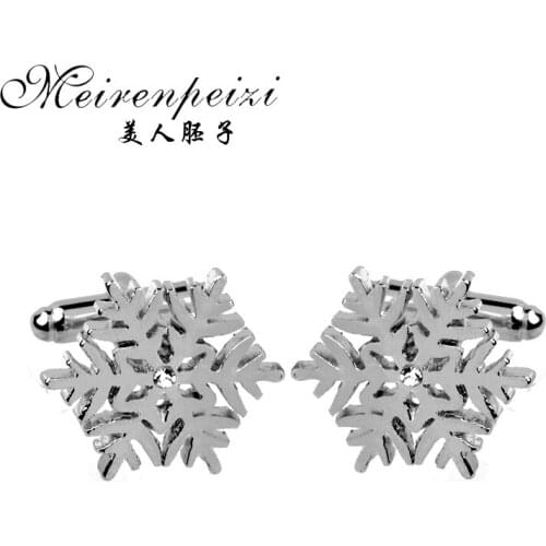 Silver-Coloured Festive Snowflake Christmas Cufflink Winter Wedding Cufflinks Gift Novelty Personalised for Groomsmen Groom