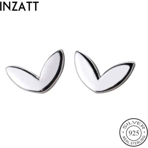 INZATT Real 925 Sterling Silver Minimalist Heart Stud Earrings For Fashion Woman Party Cute Fine Jewelry Accessories Gift