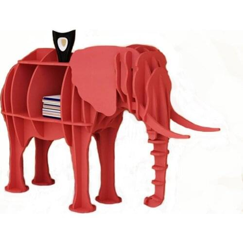 Home Decoration Wood Statue Storage Rack Bookrack Large Size Animal Sculpture Office Shop Statues Bookshelf Decor 117x71x36cm