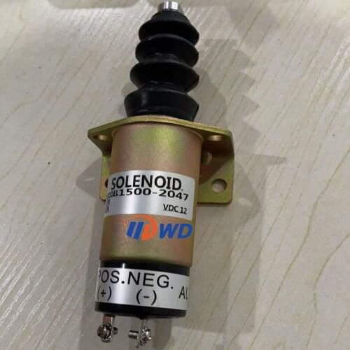 Stop Solenoid 1500-2047 1502-12C6U1B2S1 12V with 2 Terminals for Woodward Cummins 6cta 8.3L