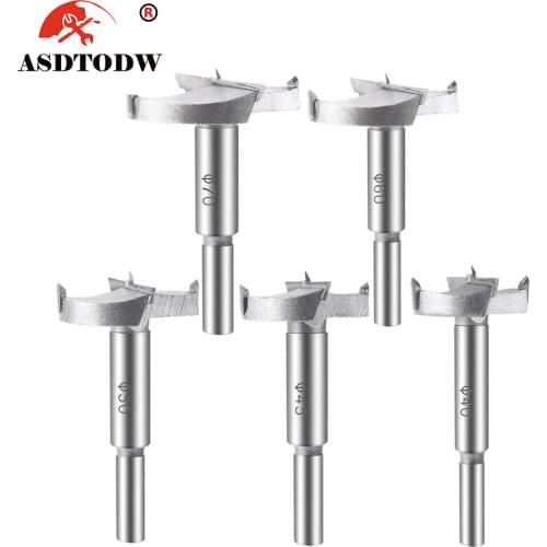 40mm-70mm Forstner Carbon Steel Boring Drill Bits Woodworking Self Centering Hole Saw Tungsten Carbide Wood Cutter Tools Set