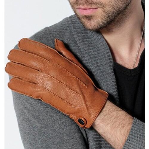 Cycling Gloves MTB Road Bike Winter Mens Deerskin Motorcycle Glove Warm Soft Corrugated Ridding Mitten S2143