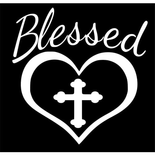 JE Blessed Decal Vinyl Sticker for Cars, Trucks, Vans, Walls, Laptop, White 15*15cm