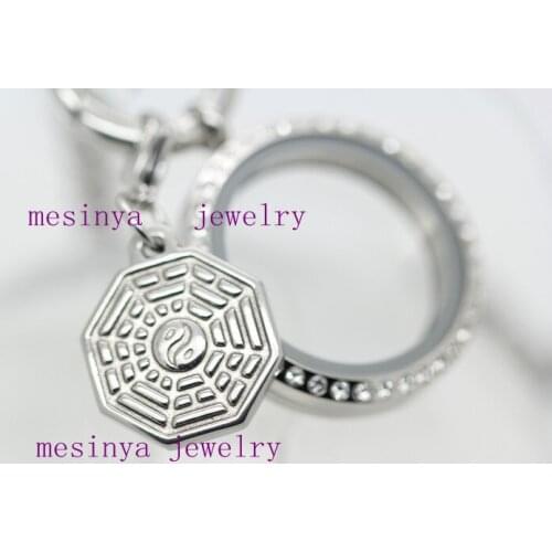 The Eight Diagrams slide into spring clasp dangle charms for floating locket , glass living locket not included