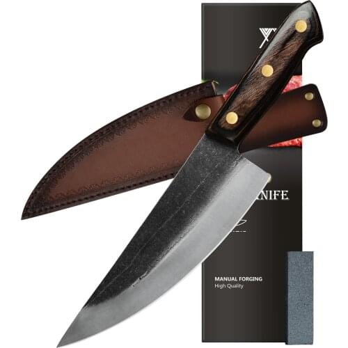 XYJ Full Tang 8 Inch Chef Knife Pro Kitchen Knives High Carbon Stainless Steel Slicing Meat Cleaver Vegetable Knives With Sheath