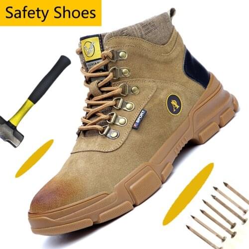Suede Leather Steel Toe Shoes Athletic Work Shoes For Men Wear-resisting Indestructible Work Safety Boots Winter Martin Boots
