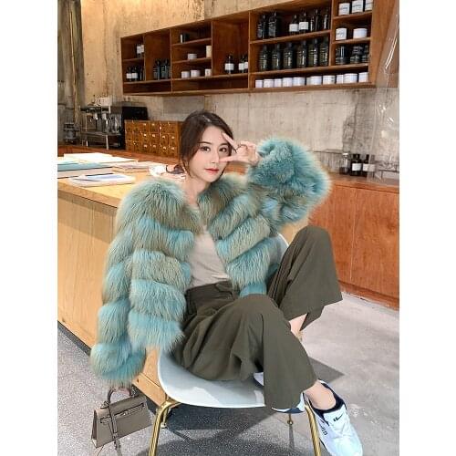 100% real fox fur coat winter womens short jacket natural fox fur winter jackets vest warm thick fox parka