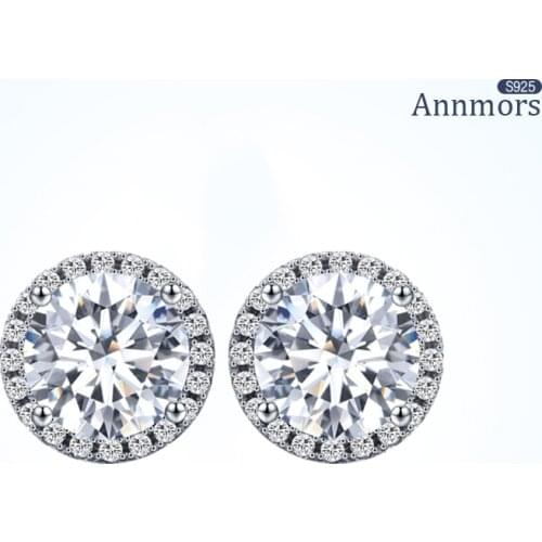 Round Classic Silver Color Stud Earring Women Wedding Anniversary 925 Sterling Silver Stone Earring 5mm Diameter Fine Jewelry