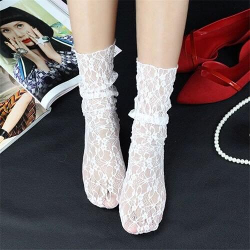 Lady Mesh Lace Solid Socks Women Ankle Socks Girls Lace Ankle High Socks Stockings fopr Summer One Size