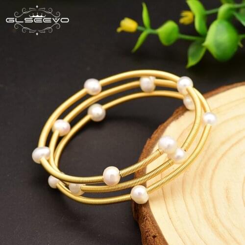 GLSEEVO Natural Baroque Freshwater Pearl Woman Adjustable Bracelet WomenS Wedding Handmade Exquisite Bracelet Jewelry GB0119