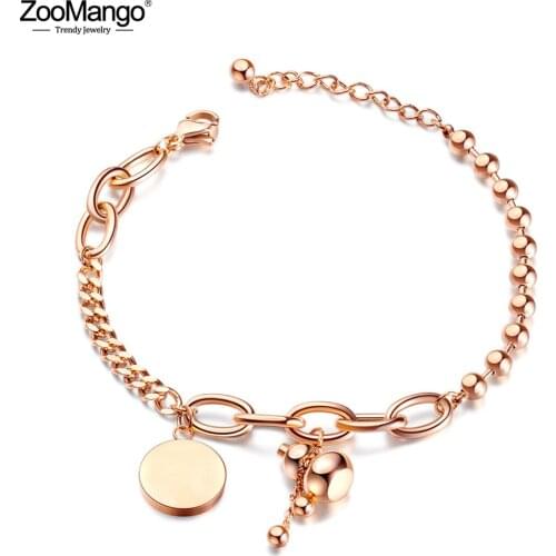 ZooMango Trendy Stainless Steel Gourd & Round Tag Charm Bracelet For Women Bohemia Beach Chain & Link Bracelet Jewelry ZB18104