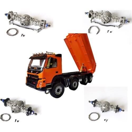 1/14 Rc Truck Tamiya Arocs Benz Dump Cars LESU JDM 8X4 6X4 Tractor Trailer Metal Frame Differential Axle For Radio Control Toys