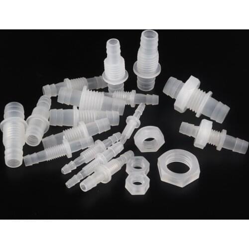 10Pcs 6~10mm M10~M12 PP Hex Nut Thread Straight Connectors Aquarium Fish Tank Plastic Pagoda Joints Air Pump Hose Nut Adapter