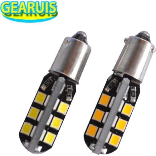 10pcs Car Light BA9S 24 SMD 2835 LED T4W car styling Auto Wedge Door Instrument Licence plate lights lamp white warm white 12V