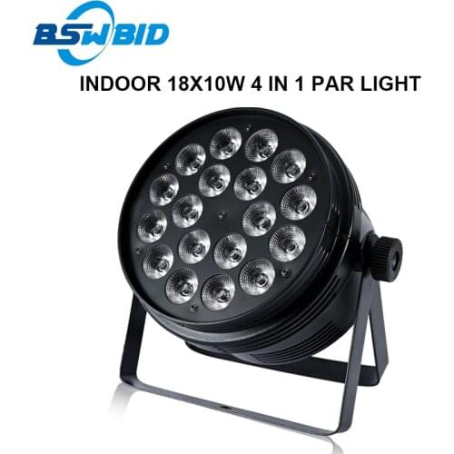 18x10w LED Par Light RGBW Disco Wash Light Equipment 4in1 Full Color LED Flat Par Light LED Strobe Stage Lighting Effect Light