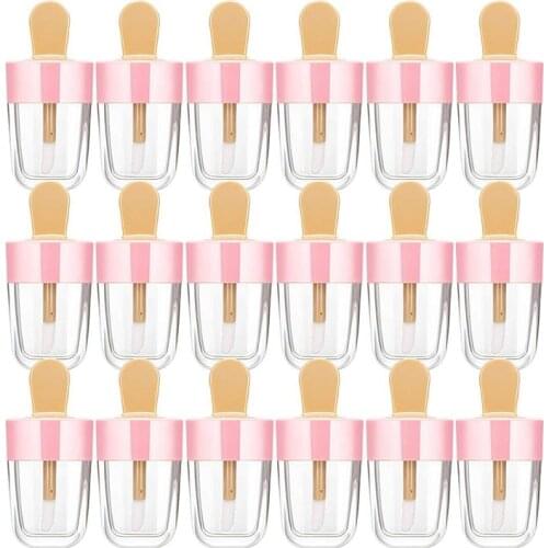 20Pcs Clear Ice Cream Lip Gloss Tube Empty Lip Balm Mini Lip Balm Container DIY Refillable Cosmetic Bottle for Lipstick