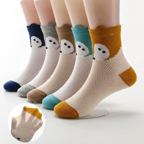 2019 New Spring Summer Boys Socks Girls Socks Cartoon Fox Cotton Mesh Breathable Children Socks 1-12 Year Kids Socks