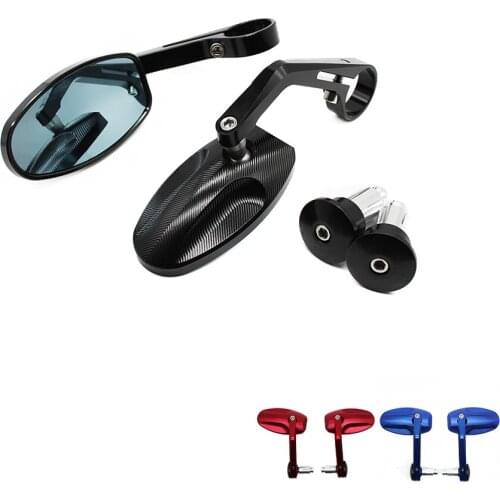 22mm Or 28mm Outlet Diameter Universal Motorcycle Aluminum Rear View Black Handle Bar End Side Rearview Mirrors